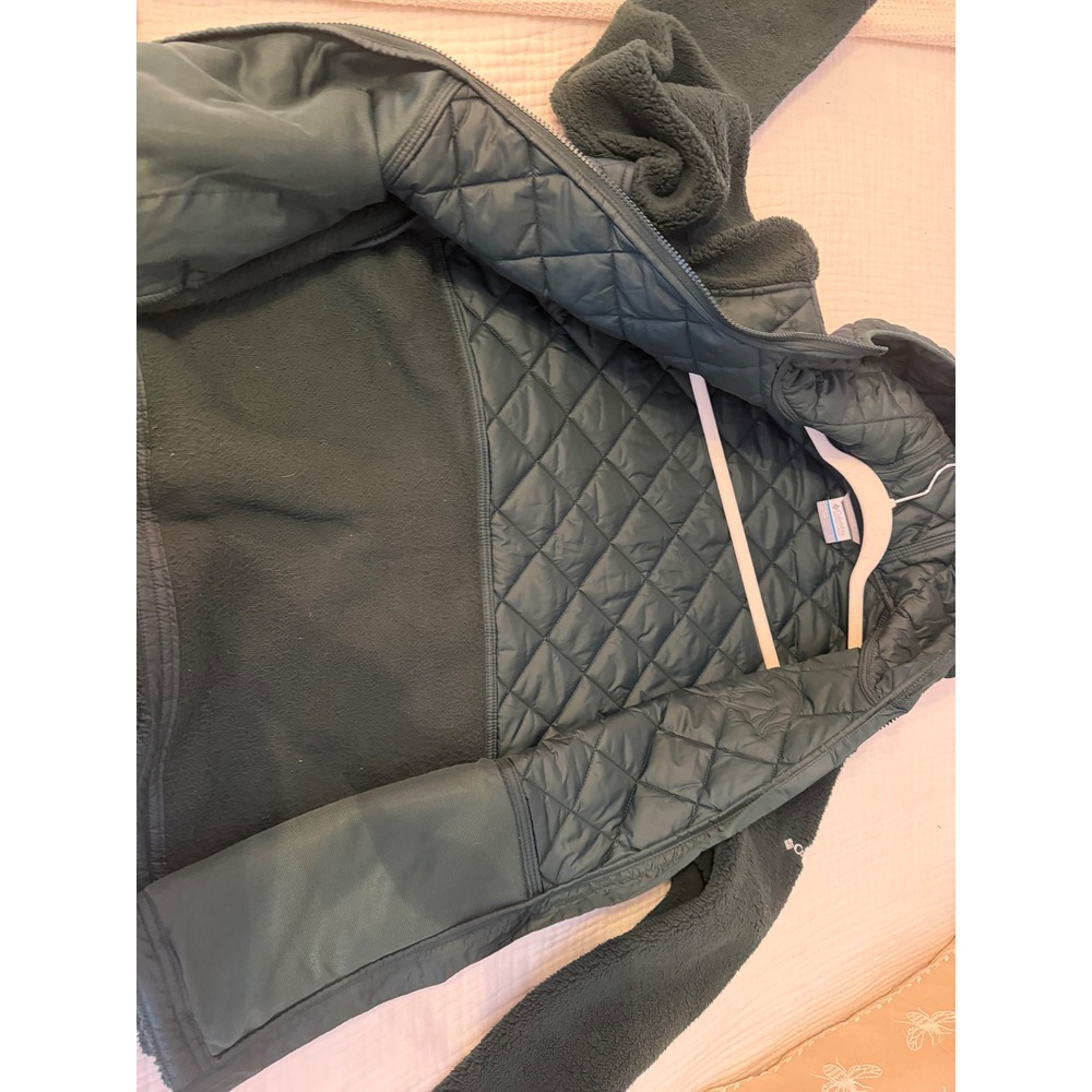 Columbia Michigan State Spartans MSU Green Quilted Sherpa Hybrid Jacket Hooded L - Picture 7 of 8